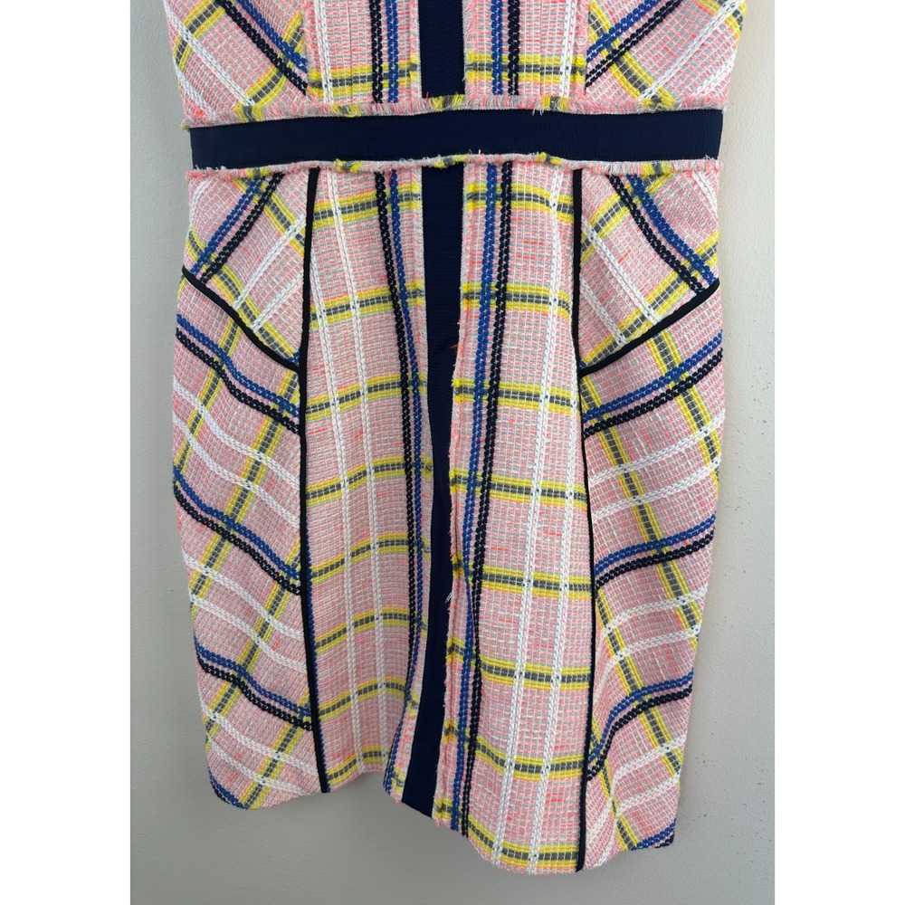 Rebecca Minkoff Clara Pink Plaid Tweed Bustier Mini Dress Size 8 Preppy Coquette - Picture 5 of 12